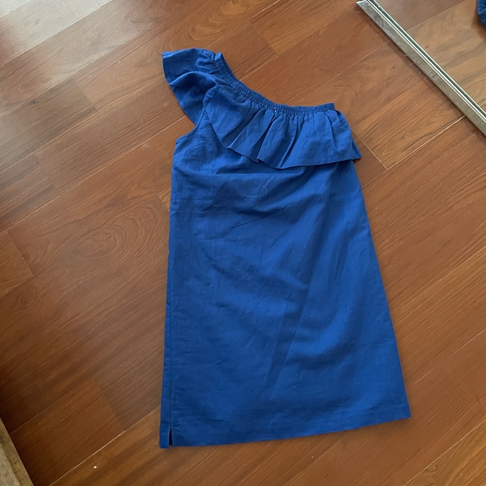 NWT - J.Crew linen blend one shoulder ruffle dress